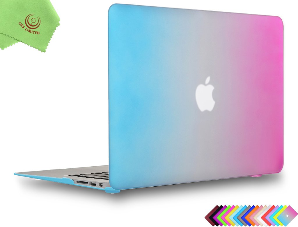 UESWILL Smooth Touch Matte Hard Shell Case Cover Compatible with MacBook Air 11 inch (Model: A1370/A1465) + Microfibre Cleaning Cloth, Rainbow