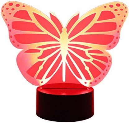 Hguangs 3D Lamp Butterfly Shape Night Lamp 3D Optical Illusion Night light Desk Table Light 7 Colors Changing Touch Control Gift for Christmas Birthday Valentine's Day Kids Children Girl and Boy