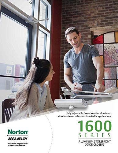 Norton 1601 Series Grade 1 Door Closer - Tri-Style Mounting, Non-Handed, Size 1-6, Aluminum for Commercial Doors