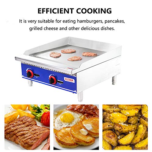 Commercial Countertop Manual Griddle KITMA 24'' Heavy Duty Restaurant Griddle Natural Gas