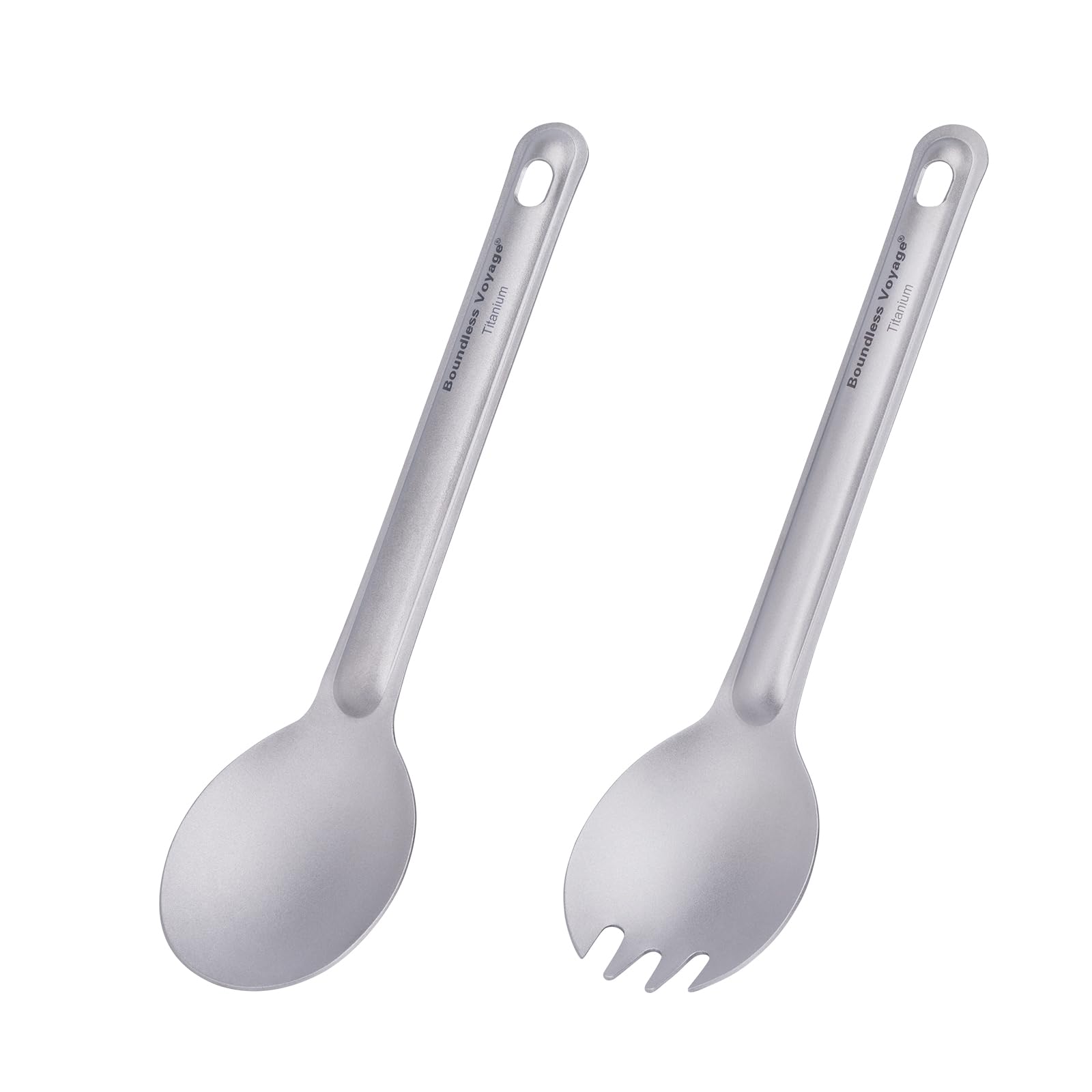 Boundless Voyage Titanium Cutlery Set Reusable Spoon Spork Set 2 Packed Lightweight Camping Tableware Outdoor Flatware with Storage Bag Ti1036+37T