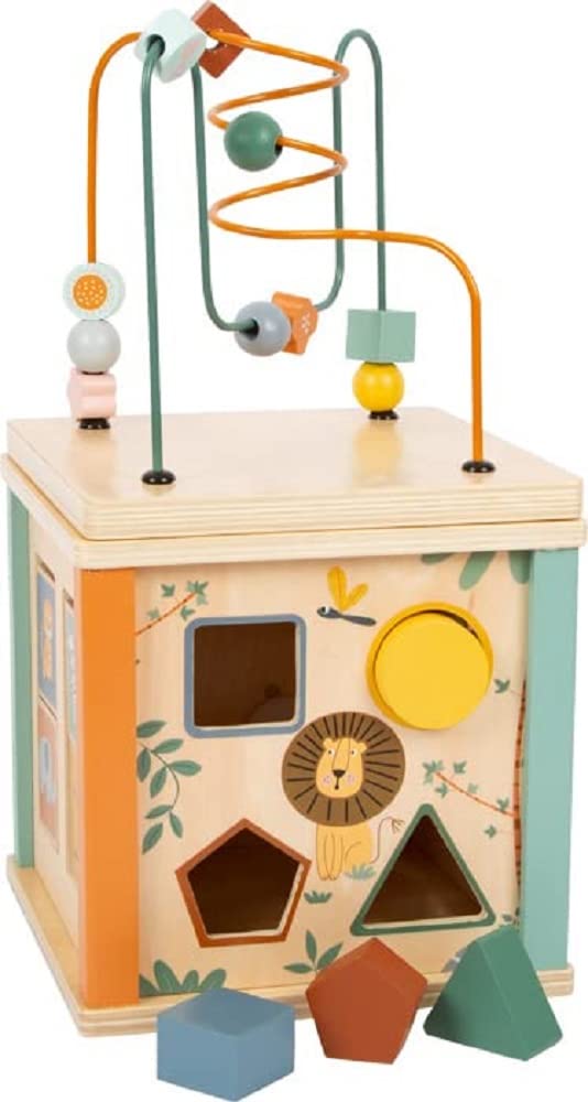 Small Foot Motor Activity Cube Safari, learning toy for babies and toddlers, made of wood, for ages 12+ months. No. 11960