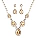 Miraculous Garden 3 Pack Women Jewelry Set Rhinestone Necklace Bangle Bracelet and Rhinestone Crystal Teardrop Dangle Earrings for Wedding Party