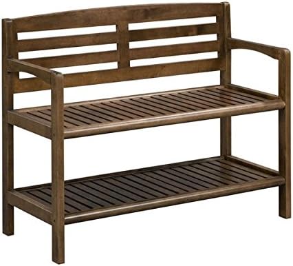 Somette Abingdon Large Solid Birch Wood Chestnut Bench With Back