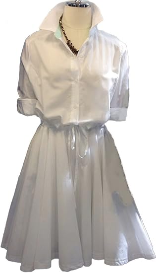 Amazon Linzelabel 白 シャツ ワンピース Aライン 襟付き S M L レディース 抜けシャツ 清楚 春 夏 S 服 ファッション小物 通販