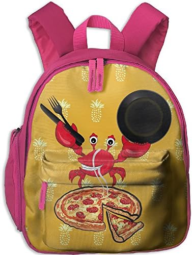 Pizza Knife And Fork Crab Kids Casual Lightweight Canvas Backpacks School Rucksack Travel Backpack.