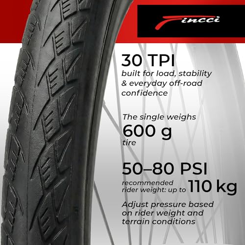 Fincci Pneu Velo 700x38c - Paire Pliable Pneus 28, 40-622 avec Protection Antiponcture Anti-Crevaison 1 mm pour Vélo de Route, VTT Montagne Adulte Velo électrique, Tournée Bicyclette - Un Paquet de 2