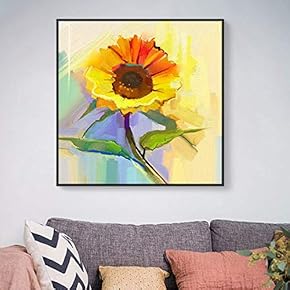 Floating Framed Canvas Wall Art for Living Room, Bedroom Vintage Flower Abstract Colorful Painting Canvas Prints for Home Decoration Ready to Hang - 16x16 inches