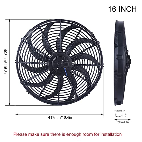 EVIL ENERGY 16 Inch Electric Radiator Cooling Fan 12V 160W Mount Kit
