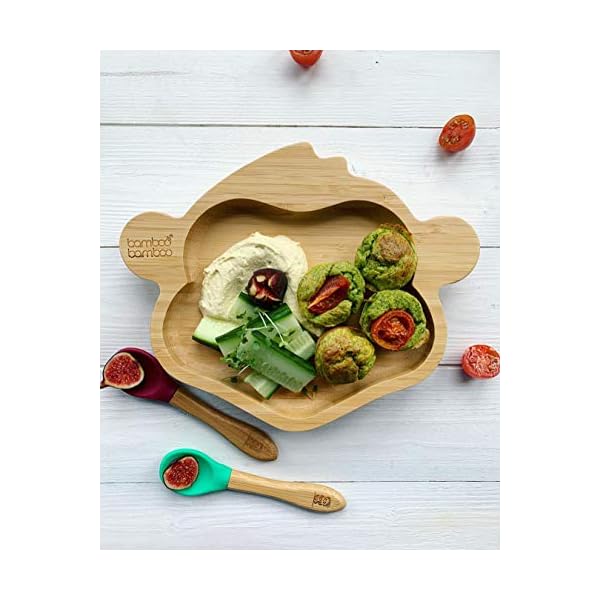 Bamboo Baby Plate with Suction Kids and Toddler Suction Cup Plate for