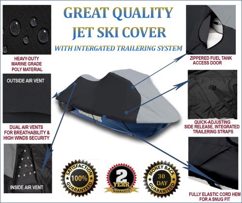 SILVER 420 DENIER TRAILERABLE JET SKI JETSKI PWC COVER FITS Sea Doo Sea-Doo Bombardier XP 800 95 1-2 Seater