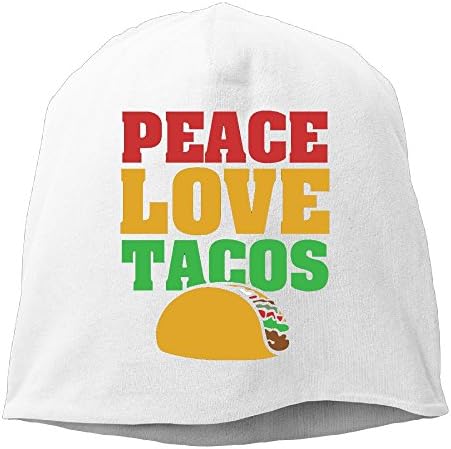 QureSnM Peace Love Tacos Daily Solid Cap Beanie That Fit Your Head Perfect Stretchy &amp; Soft For Men Women White