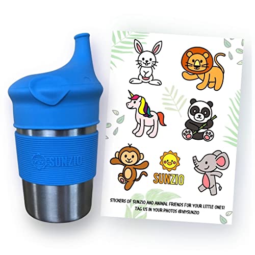 SunZio Stainless Steel NonSpill Sippy Cups for Toddlers and Kids with
