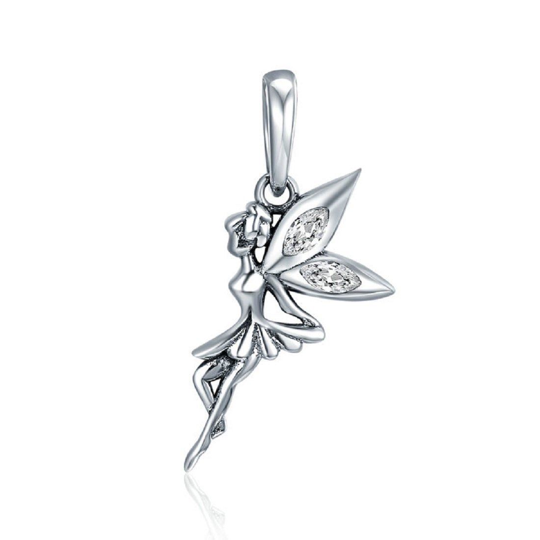 FeatherWish Moon Flower Fairy Charm Sterling Silver 925 Pendant Fits And Compatible With Pandora Bracelets Gift For Friend Daughter Sister Mum Wife Birthday (Moon Fairy)