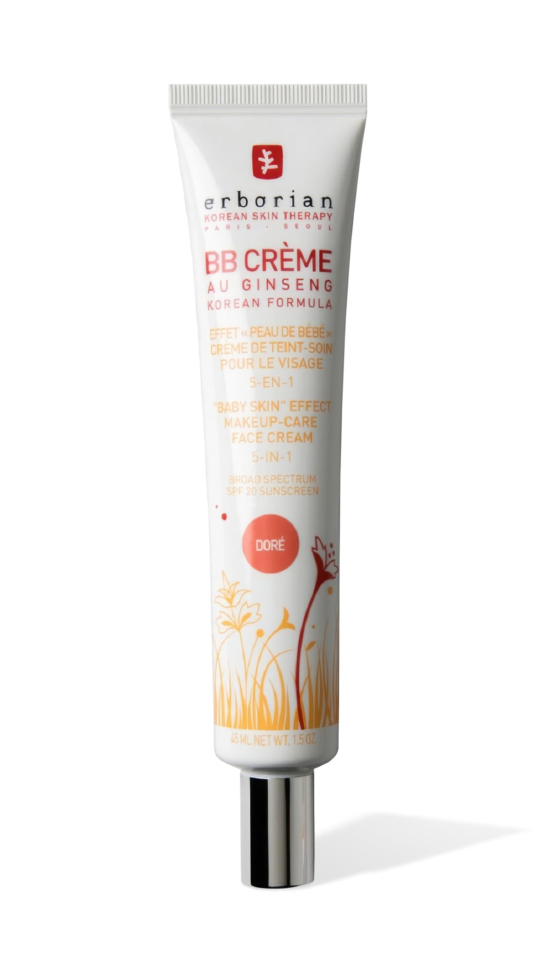 Photo 1 of Erborian BB Cream with Ginseng, Tan (Dore) - Lightweight Buildable Coverage with SPF & Ultra-Soft Matte Finish Minimizes Pores & Imperfections - Korean Face Skincare - 1.5 Oz