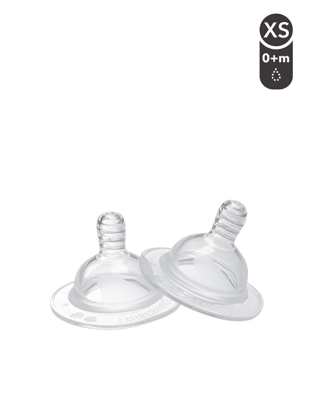 Twistshake Baby Anti-Colic Teats - Set of 2 | XS Size - 0 Months+ | Baby Bottle Teats with Breast Like Structure | Soft Silicone | BPA-Free Infants Milk Teat | Toddler Teats | Transparent