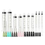 10 Pack - Syringe with Blunt Tip Needles and Caps - 10ml, 5ml, 3ml, 1ml, and 14Gx1.5'' 16Gx0.5'' 18Gx1.0'' 20Gx0.5'' - Great for Refilling E-juice, E-Liquids, E-cigs, Vape, Oil or Glue Applicator