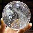 RALDMOV Natural White Clear Quartz Crystal Ball Healing Ball Home Decor Prosperous Love Invite Wealth + Base