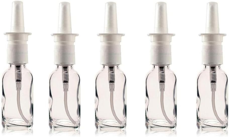 6Pcs 15ml (1/2oz) Empty Brown Glass Bottle Pump Snoot Cleanser Container for Medical Applications Saline Nasal Sprays Wash Dispensing (Brown): Industrial & Scientific