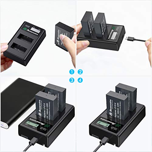 Powerextra 2 Pack LPE12 Battery and Dual USB Charger Smart LCD Display