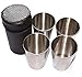 Yueton® Set of 4 Stainless Steel Shot Cups with Black Leather Carrying Case (170ml)