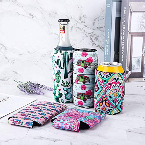 12 PCS Beer Can Cooler Sleeves Colourful Neoprene Beer Can Cooler Covers Beer Cooler Beer Holders Perfect for 12oz Slim Drink Beer Cans