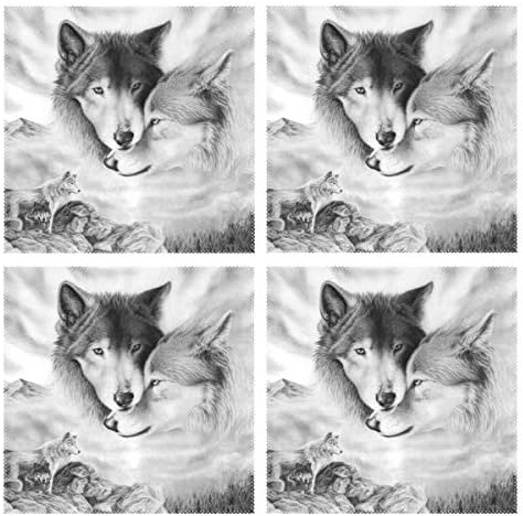 Tengyiyi Wolf Placemats Heat Insulation Stain Resistant Dining Table Mats Washable Durable Crossweave Woven Vinyl for Kitchen Dining Table Set of 4