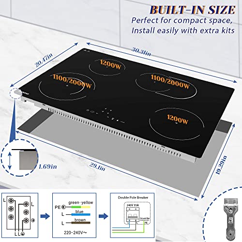 Electric Cooktop 30 Inch 4 Burners, Builtin Electric Stove Top