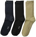 trimfit Big Boys' Rib Cotton Crew Comfortoe 3-Pack, Navy/Chino/Black, Medium/8-9.5