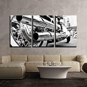 Vintage Style Motorcycle Exhaust Pipes - 3 Panel Canvas Art