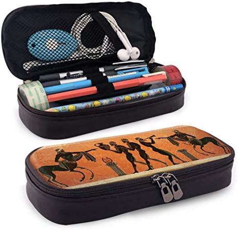 Black Pottery Ancient Greek Mythology Pens Case Kawaii Pencil Case 8 X 1.5X 3.5inch Big Capacity Multifunction Cosmetic Bag Pen Case for Kids Cute Pencil Bag