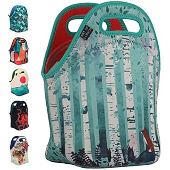 ART OF LUNCH Insulated Neoprene Lunch Bag for Women, Men and Kids - Reusable Lunch Tote for Work and School - Partnering with Artists Around the World - Design by Michelle Li Bothe (Germany) - Birches