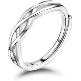 Desnuage Silver Cutout Adjustable Ring with Twisted Heart Knot Minimalist Unisex Ring for Everyday Wear Elegant Jewelry Gift for Men and Women Dainty Stackable Fashion Ring