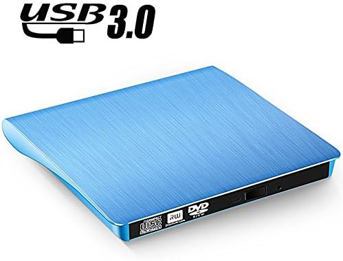 YAHEY External CD Drive, Ultra Slim USB 3.0 CD DVD-RW DVD ROM Drive For High Speed Data Transfer and Laptop Notebook PC Desktop Computer Support Mac OSX, Windows/Vista/7/8/8.1/10(blue)