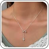 Yheakne Vintage Teardrop Crystal Y Lariat Necklace Silver Tiny Teardrop Choker Necklace Small Cz Rhinestone Y Drop Necklace Blue Cubic Crystal Pendant Necklace Jewelry for Women