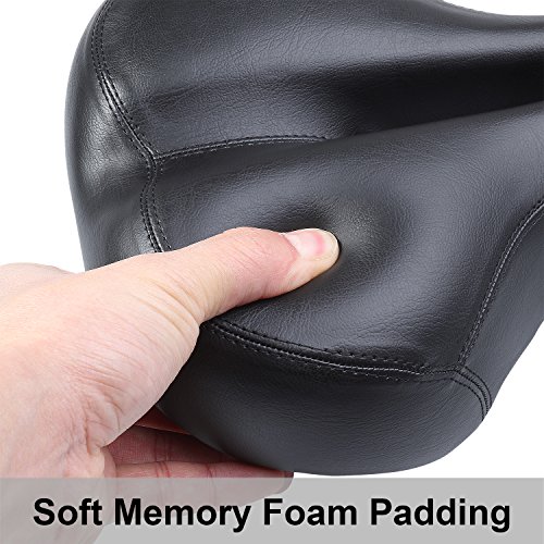 Comfortable Wide Bike Seat with Seat Post Clamp LED Reflective Lights Cushion Bicycle Seat Bike Saddle