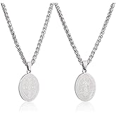 DICOSMETIC 2Pcs St Benedict Medal Necklaces Saint Michael Protect Us Necklace Religious Medal Pendant Necklace Stainless Steel Christian Catholic Jewelry Catholic Gift for Men Women
