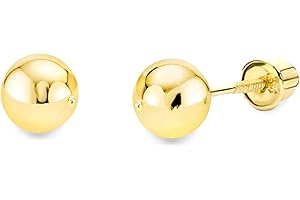 Wellingsale 14K Yellow Gold Polished 2mm - 6mm Ball Stud Earrings With Screw Back