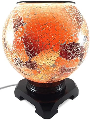 Sedona Sunset, Extra-Large Globe, Glass Mosaic Electric Dimmer-controlled Fragrance Lamp with Free Replacement Halogen Bulb