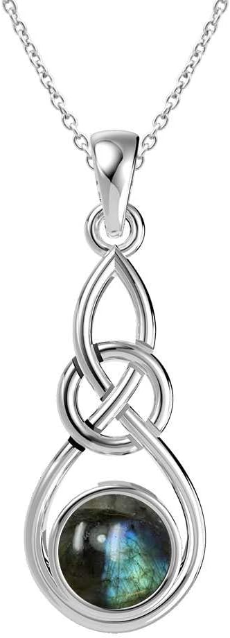 TISHAVINatural Round Shaped Semi Precious Gemstone Pendant Necklace For Women With 18Inch Chain, Sterling Silver Birthstone Pendant Necklace Jewelry Women's Day Gifts For Mom Wife Sister