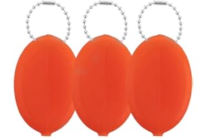 Oval Rubber Coin Purse Change Holder Made in U.S.A. For Men/Woman With Chain Pouch Made By Nabob Leather (Orange 3 Pack)