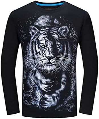 NiSeng Mens T-Shirt 3D Wolf Head Printed Short/Long Sleeve Blouse Shirt Casual Round Neck T-Shirt