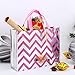 Gesodant Bling Bling Shiny Stripe Pink Non-woven Tote Bag, Stylish Eco Reusable Shopping Bag, Gift Bag, Goodies Bag, Grocery Bag, Party Bag, Set Of 10