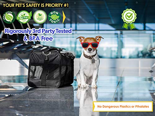 ToysOpoly Premium Pet Travel Carrier, Airline Approved, Soft Sided with Fleece Bed Mats, Perfect for Small Dogs, Cats, Birds, Rabbits, and Chicken (Black) - Thumbnail 2