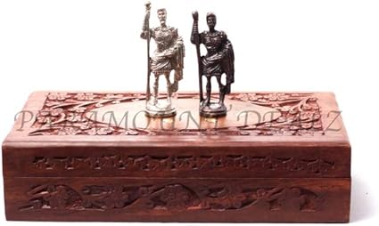 Paramount Dealz Decorative Roman Brass Metal Chess Pieces Men Set Without Board (Silver and Black)