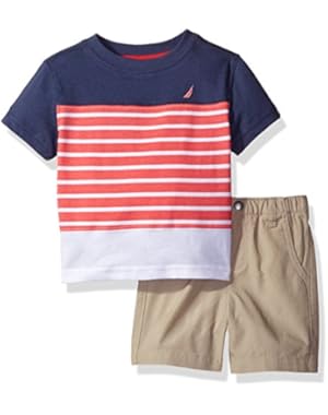 Nautica Baby Boys' 2 Piece Stripe Tee Shirt Set