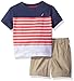 Nautica Baby Boys' Graphic Tee with Pull on Short Set, Ink/Beige, 24 Months
