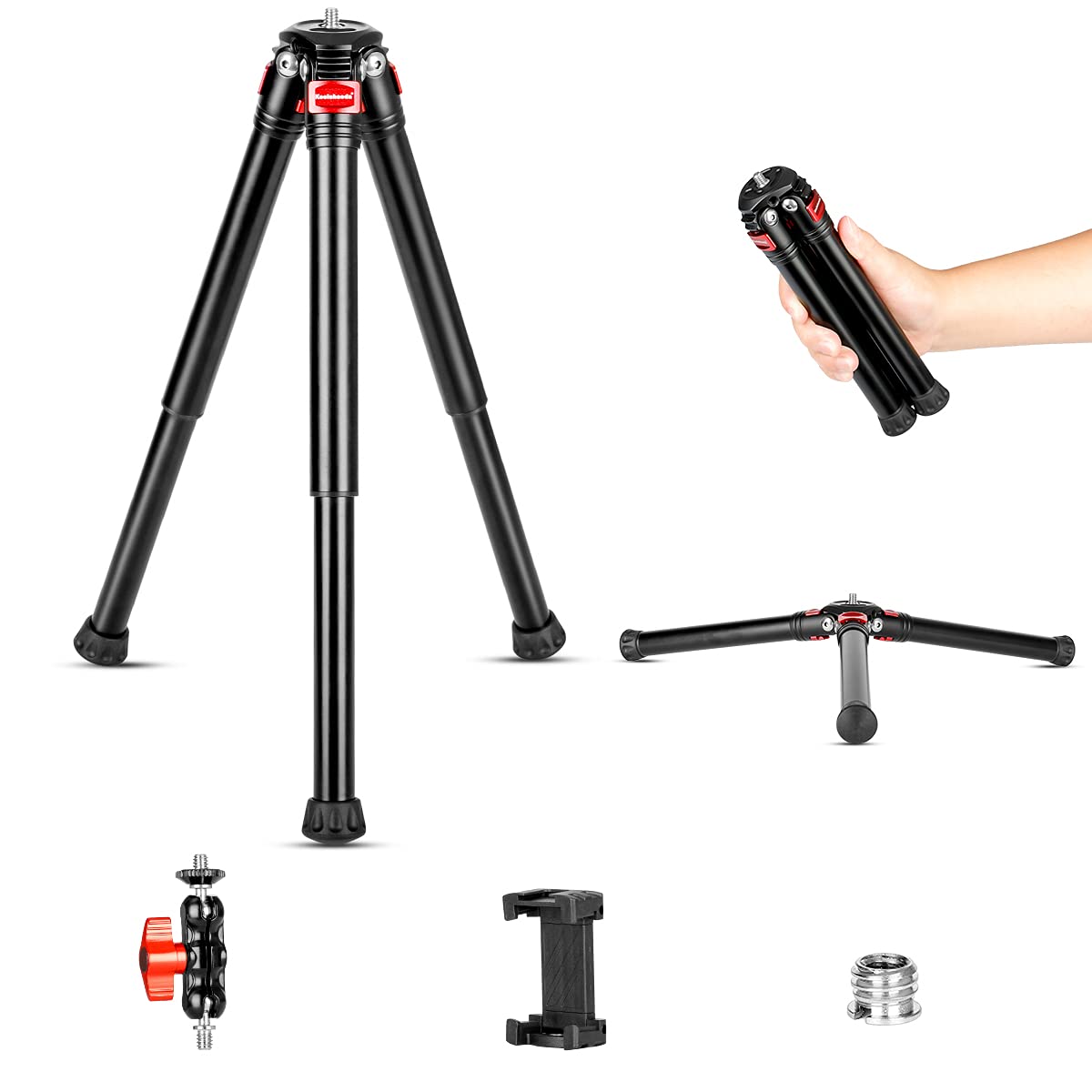 Koolehaoda Camera Mini Tripod, TF-19 Metal Tabletop Tripod Stand with 1/4 Inch Screw for DSLR Cameras,Projector and Monopods