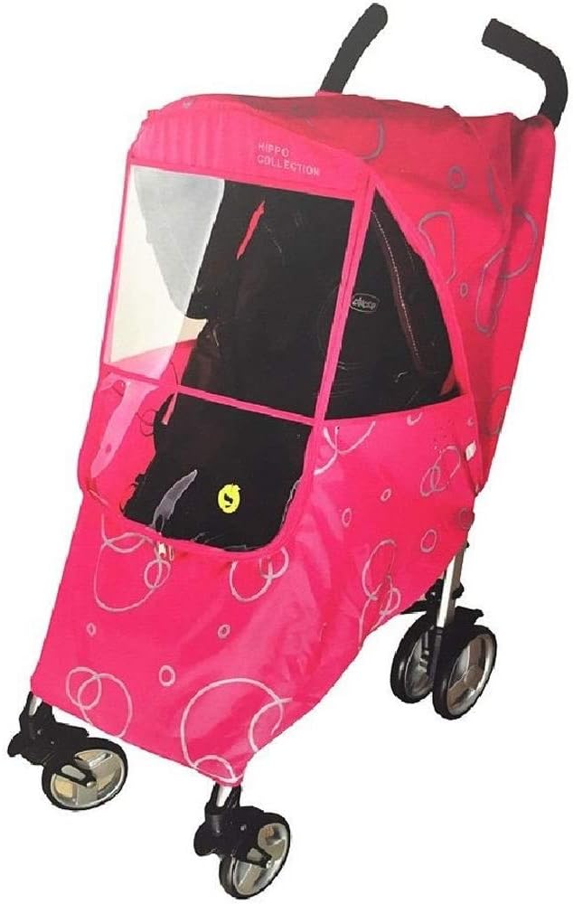 Hippo Collection Universal Stroller Weather Shield with Bubble - Pink