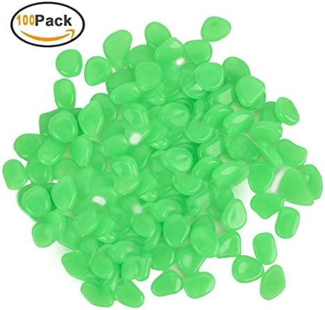 AsapGot 100pcs Glow in the Dark Garden Pebbles Stones, Decor DIY Decorative Gravel Rocks for Outdoor, Walkway, Yard Grass, Garden Décor (Light Green)